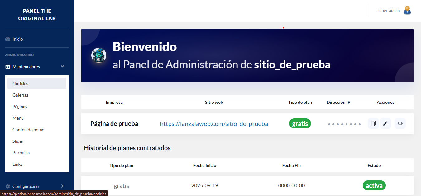 Gestión de Páginas